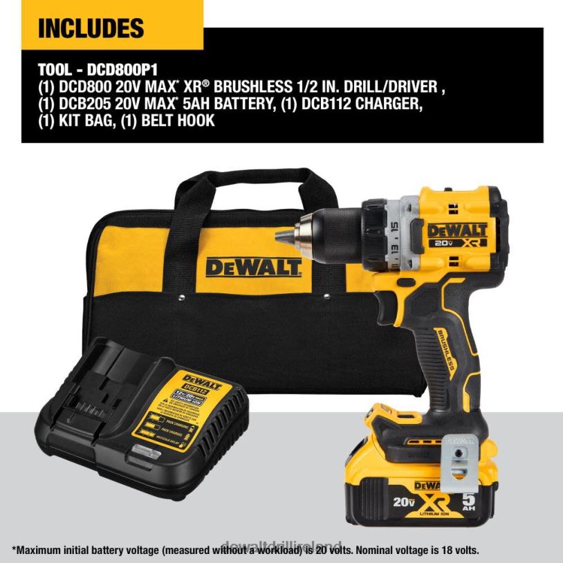 20V MAX XR Brushless Cordless 1/2 in. Drill/Driver Kit DEWALT 08Z0J38 Tools