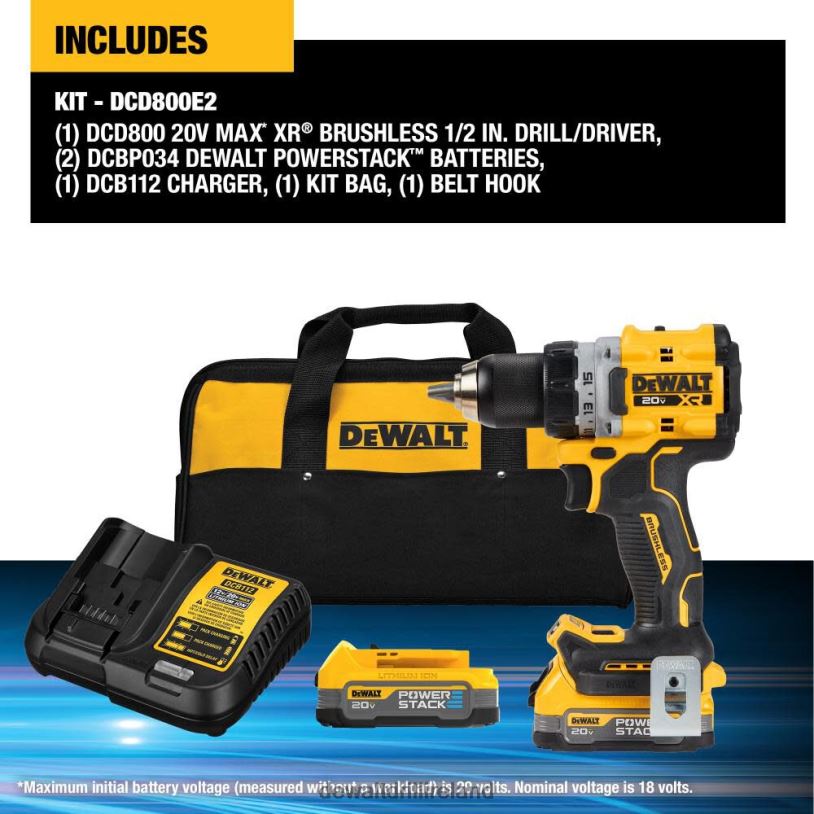 20V MAX XR Brushless Cordless 1/2 in. Drill/Driver Kit DEWALT 08Z0J56 Tools