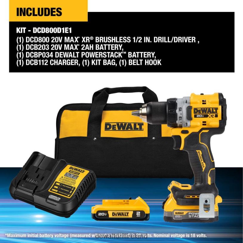 20V XR COMPACT DRILL DRIVER with POWERSTACK DEWALT 08Z0J24 Tools