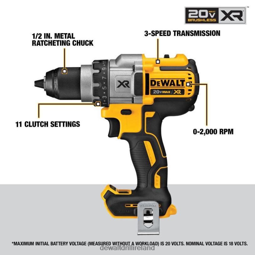 DCD991B - 20V MAX XR LITHIUM ION BRUSHLESS 3-SPEED DRILL/DRIVER (Bare Tool) DEWALT 08Z0J28 Tools