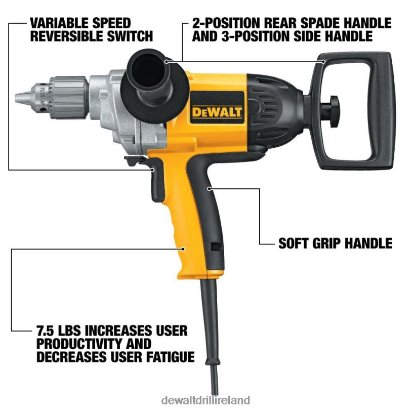 HEAVY-DUTY 1/2in SPADE HANDLE DRILL (DW130V) DEWALT 08Z0J71 Tools
