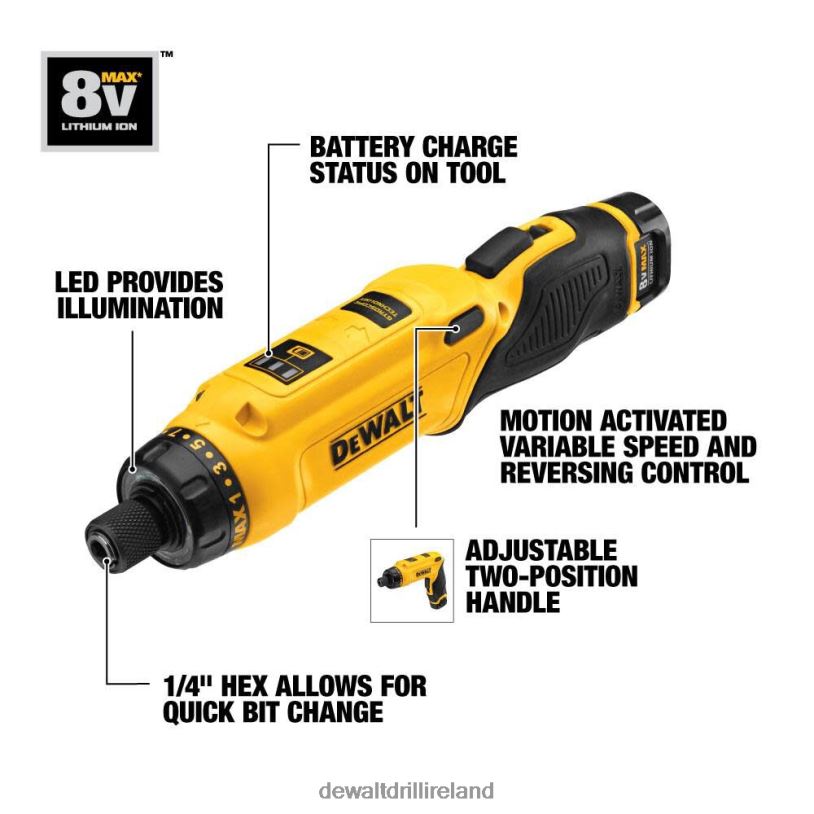 8V MAX MAC SCREWDRIVER 1 BATTERY KIT DEWALT 08Z0J52 Tools