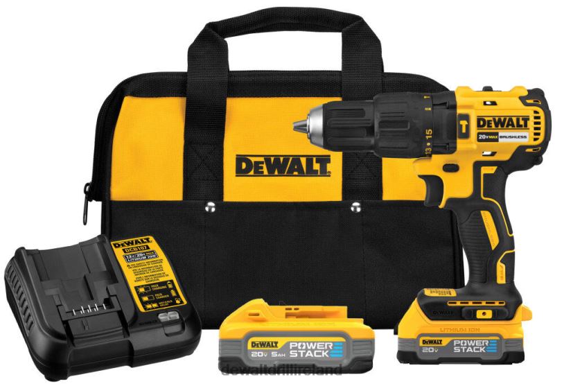 20V Compact Hammer Drill Kit with Two POWERSTACK Batteries Bundle DEWALT 08Z0J154 Tools