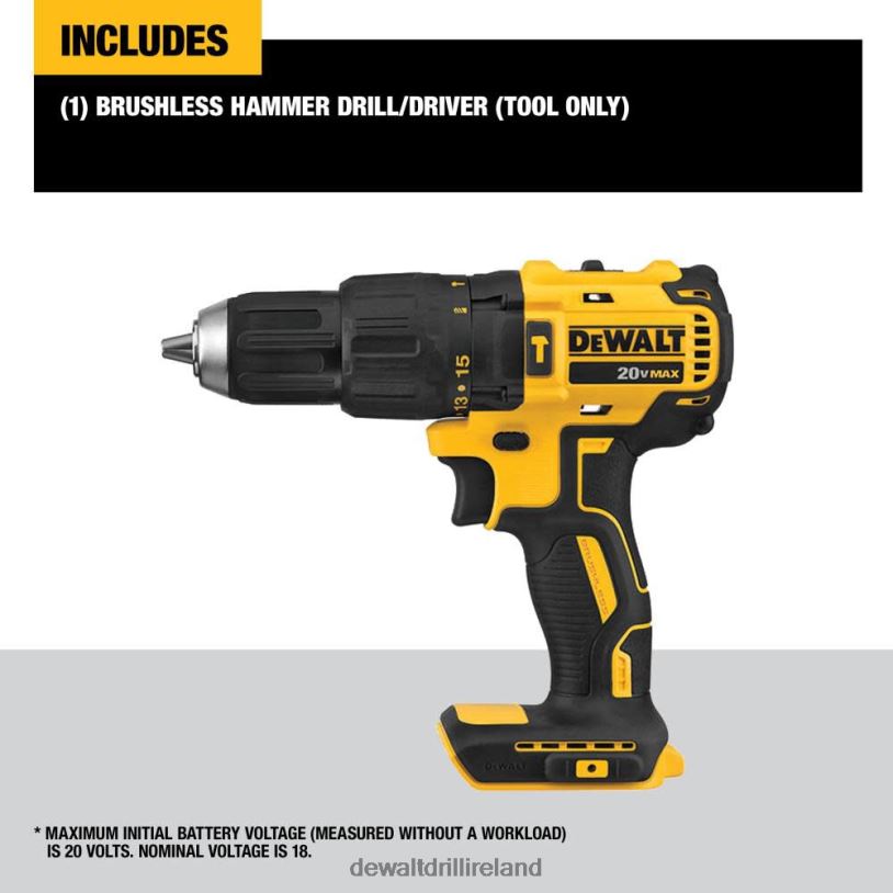 20V MAX Brushless Cordless 1/2 in. Hammer Drill/Driver (Bare Tool) DEWALT 08Z0J130 Tools