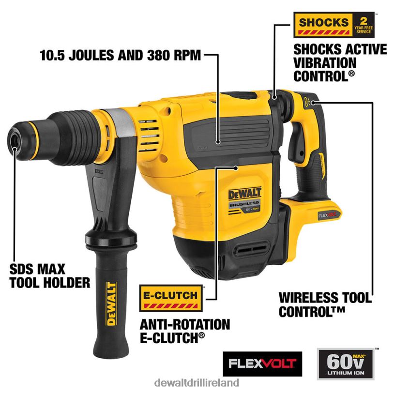 60V MAX 1-3/4in SDS MAX Brushless Combination Rotary Hammer (Bare Tool) DEWALT 08Z0J66 Tools