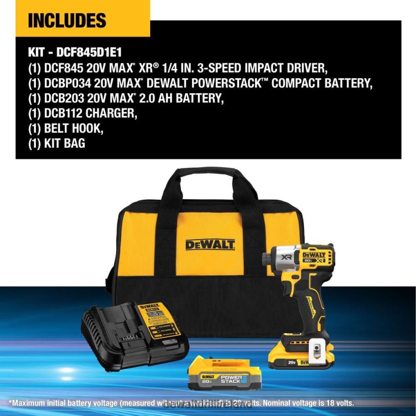 20V MAX XR 1/4in Impact Driver Kit DEWALT 08Z0J7 Tools