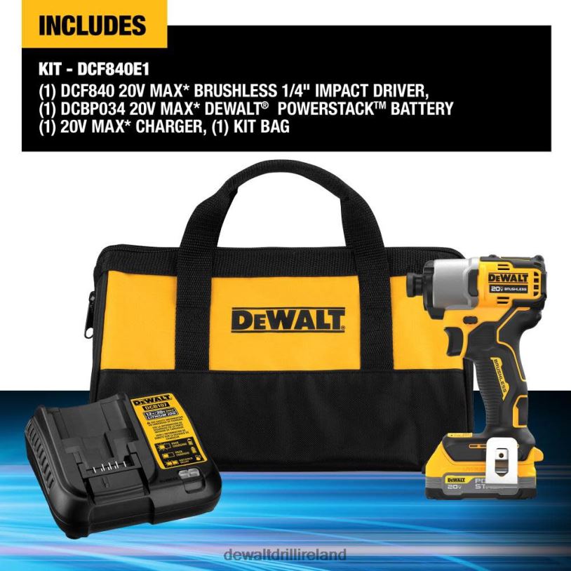 20V Max Impact Driver Kit with POWERSTACK Battery DEWALT 08Z0J124 Tools