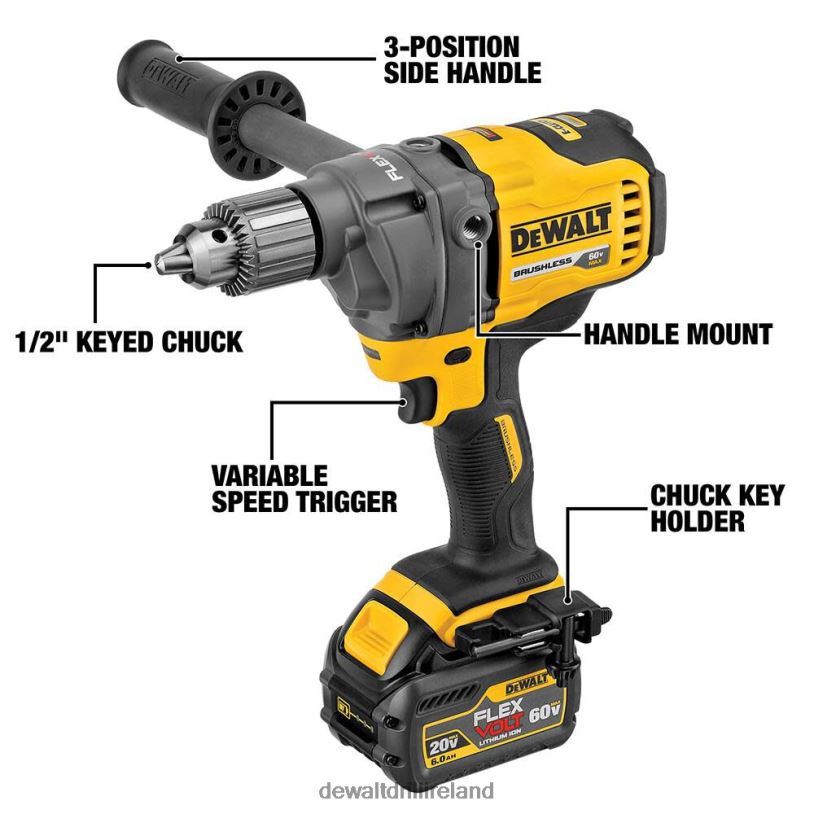 60V MAX Mixer/Drill with E-Clutch System Kit DEWALT 08Z0J11 Tools